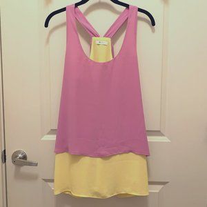 Everly Pink and Yellow Layered Racerback Tank Size Small